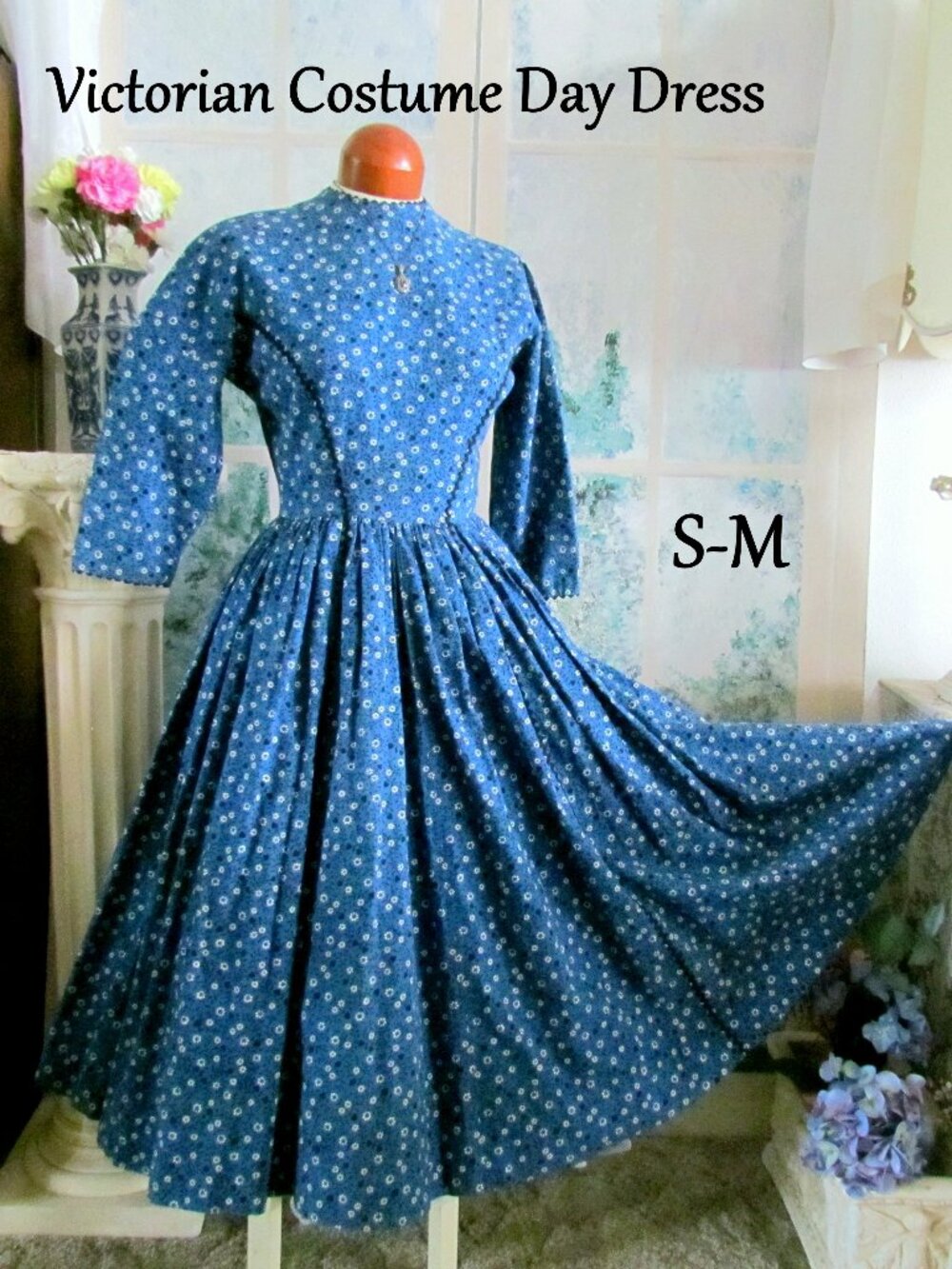 VICTORIAN COSTUME GOWN, S-M, CIVIL WAR REENACTMENT PRAIRIE WESTERN PIONEER DRESS